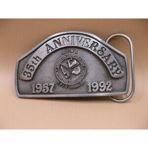 HWCA Hesston Corporation 35th Anniversary Belt Buckle Siskiyou Oregon Made USA